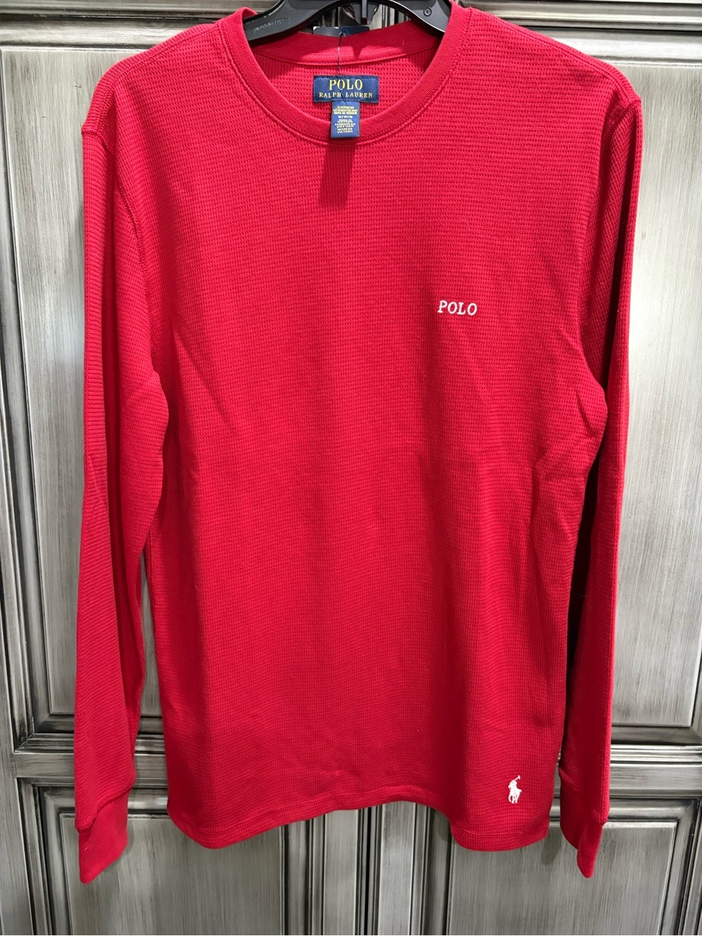Polo by Ralph Lauren Red Long-Sleeve Thermal Crewneck Shirt